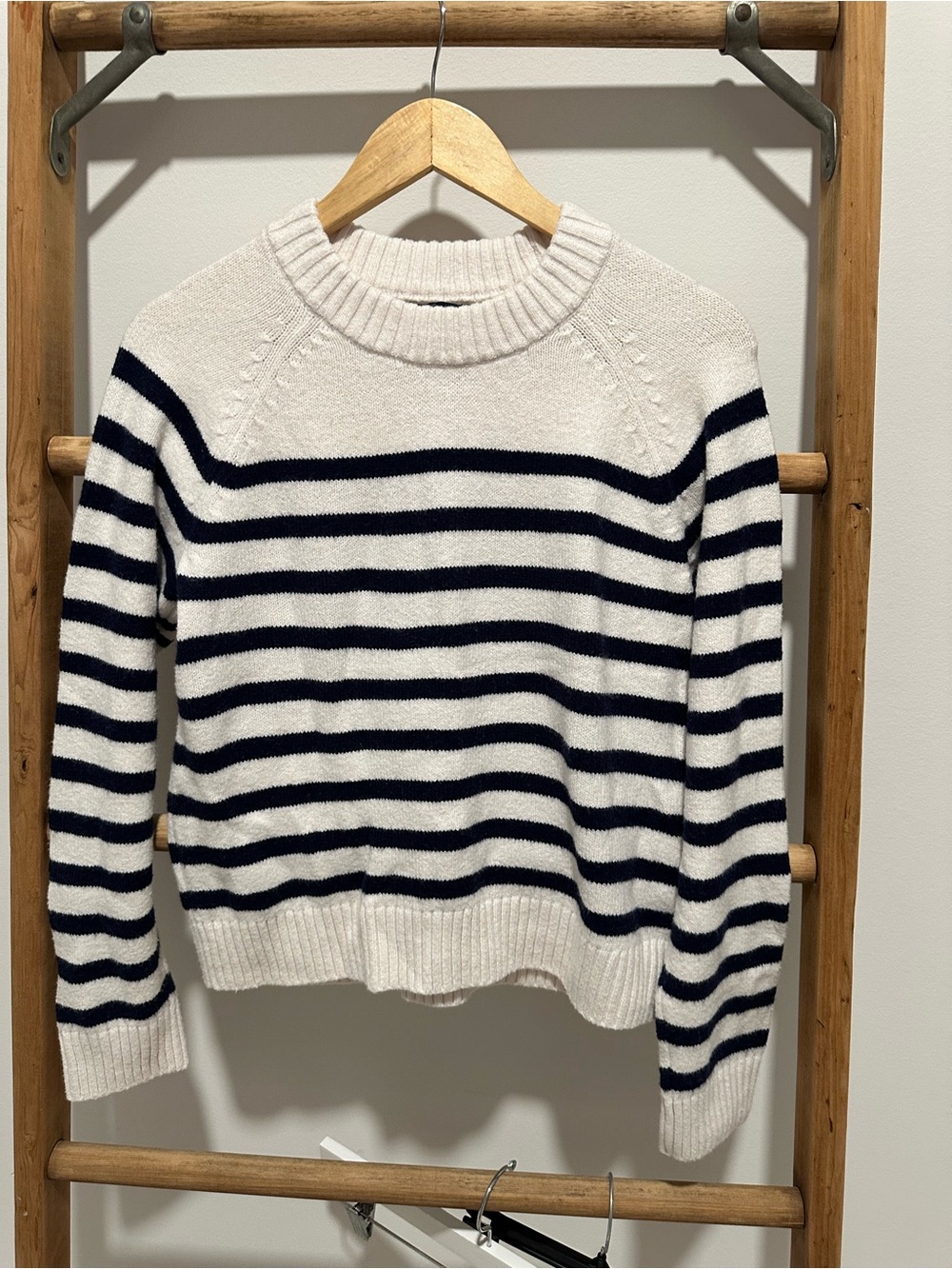 Gap Striped Crewneck Sweater - White & Navy